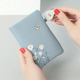 Small Daisy Print Leather Wallet Women Short Creative Soft Texture Card Holder