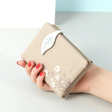 Small Daisy Print Leather Wallet Women Short Creative Soft Texture Card Holder