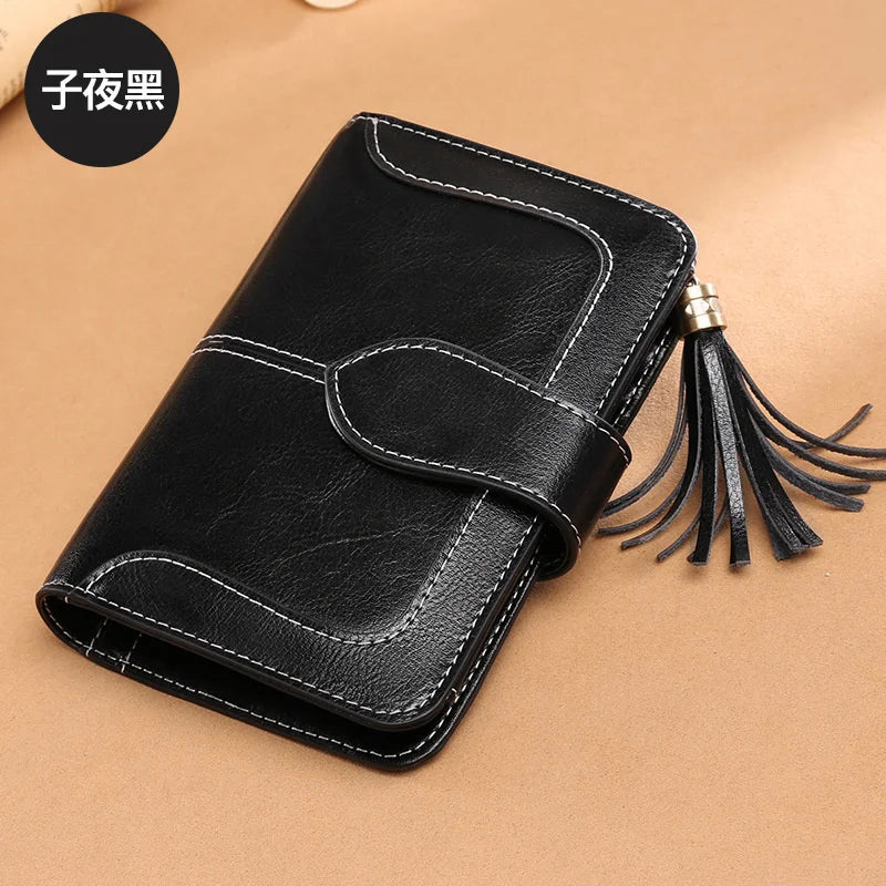 Cowhide Short Wallet for Women