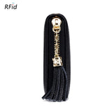 Women Tassel Layer Leather RFID Wallet Purse
