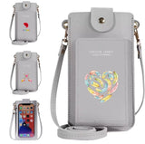 Feather Print Women's Crossbody Bag Wallet Phone Holder