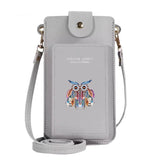 Feather Print Women's Crossbody Bag Wallet Phone Holder