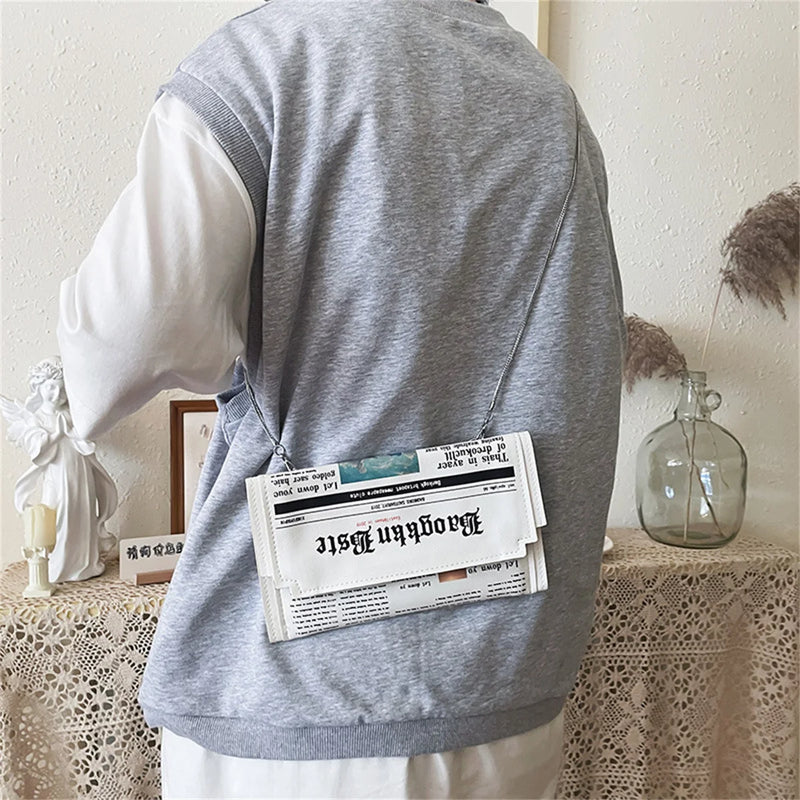 Women's Newspaper Messenger Bag Crossbody Clutch Purse
