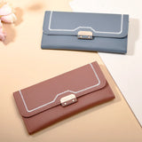 Women's Long Solid Multi-slot Large Capacity Handbag