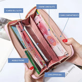 Women's Clutch Bag Large Capacity Zipper Wallet Butterfly Hollow
