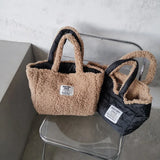 Cozy Lambswool Tote Women Shoulder Bag for Winter