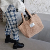Cozy Lambswool Tote Women Shoulder Bag for Winter