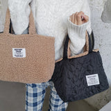 Cozy Lambswool Tote Women Shoulder Bag for Winter