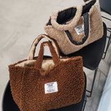Cozy Lambswool Tote Women Shoulder Bag for Winter