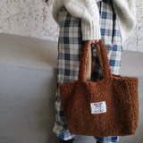 Cozy Lambswool Tote Women Shoulder Bag for Winter