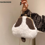 Warm Plush Clip Handbags Women's Plush Shoulder Crossbody Bag