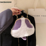 Warm Plush Clip Handbags Women's Plush Shoulder Crossbody Bag