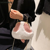 Warm Plush Clip Handbags Women's Plush Shoulder Crossbody Bag