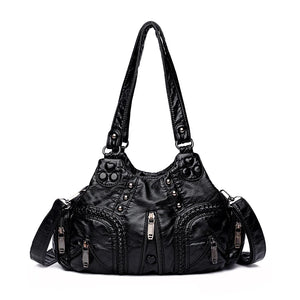 Rivet Weave Crossbody Bag Vintage Large Handbag Female Travel Totes