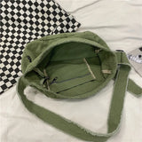 Canvas Shoulder Bag for Students, Lazy Wind Messenger Bag