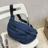 Denim Messenger Bag Women's Large Capacity Shoulder Purse Chest Bag
