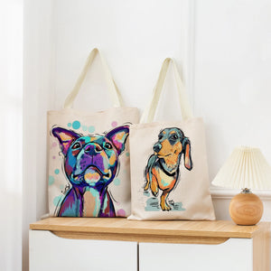 Watercolor Chihuahua Dog Print Shopping Bag Foldable Eco Friendly Gift