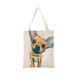 Watercolor Chihuahua Dog Print Shopping Bag Foldable Eco Friendly Gift
