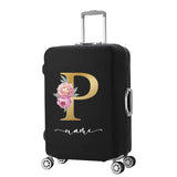 Watercolor Golden Floral Letters Luggage Cover - Fits 18-32''