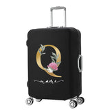 Watercolor Golden Floral Letters Luggage Cover - Fits 18-32''