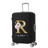 Watercolor Golden Floral Letters Luggage Cover - Fits 18-32''