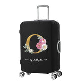 Watercolor Golden Floral Letters Luggage Cover - Fits 18-32''