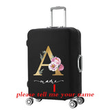 Watercolor Golden Floral Letters Luggage Cover - Fits 18-32''