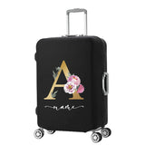Watercolor Golden Floral Letters Luggage Cover - Fits 18-32''