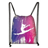 Watercolor Gymnastics Art Print Drawstring Bag Gymnast Women Storage