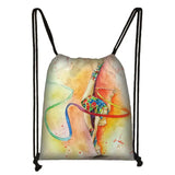 Watercolor Gymnastics Art Print Drawstring Bag Gymnast Women Storage