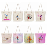Watercolor Gymnastics Art Print Shoulder Bag High Capacity Tote Bag for Women