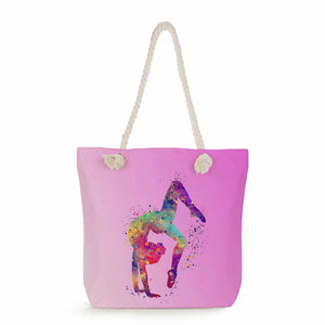 Watercolor Gymnastics Art Print Handbags Shoulder Bags High Capacity