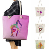 Watercolor Gymnastics Art Print Shoulder Bags for Women Girls