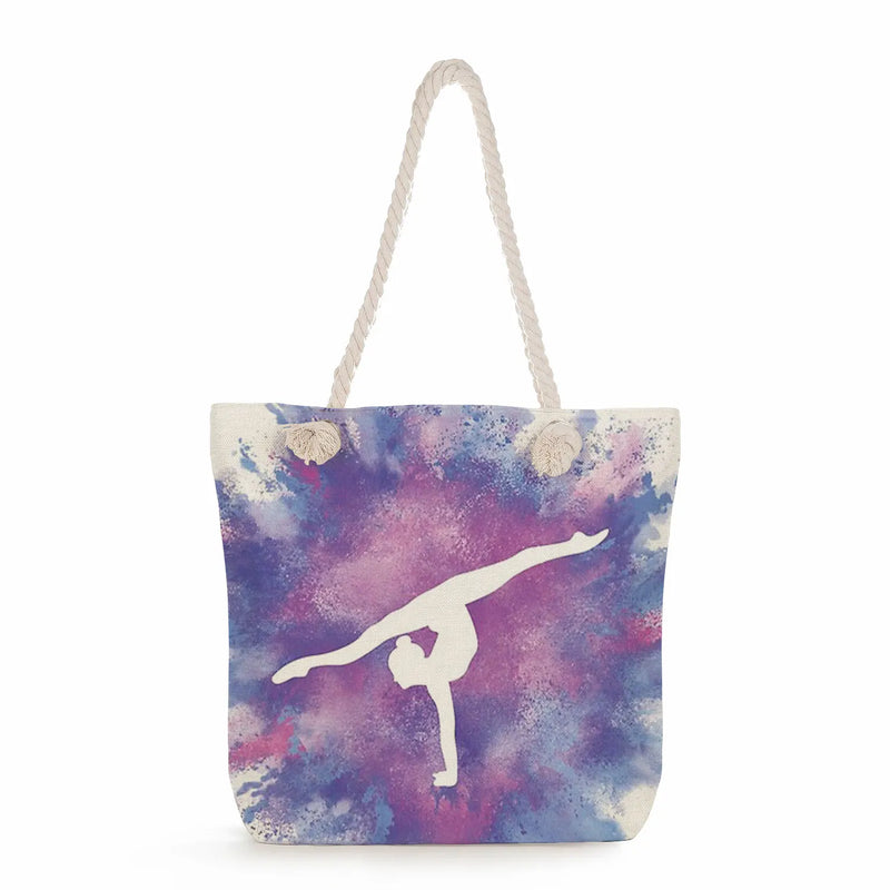 Watercolor Gymnastics Art Print Shoulder Bags Gymnast Storage Bags