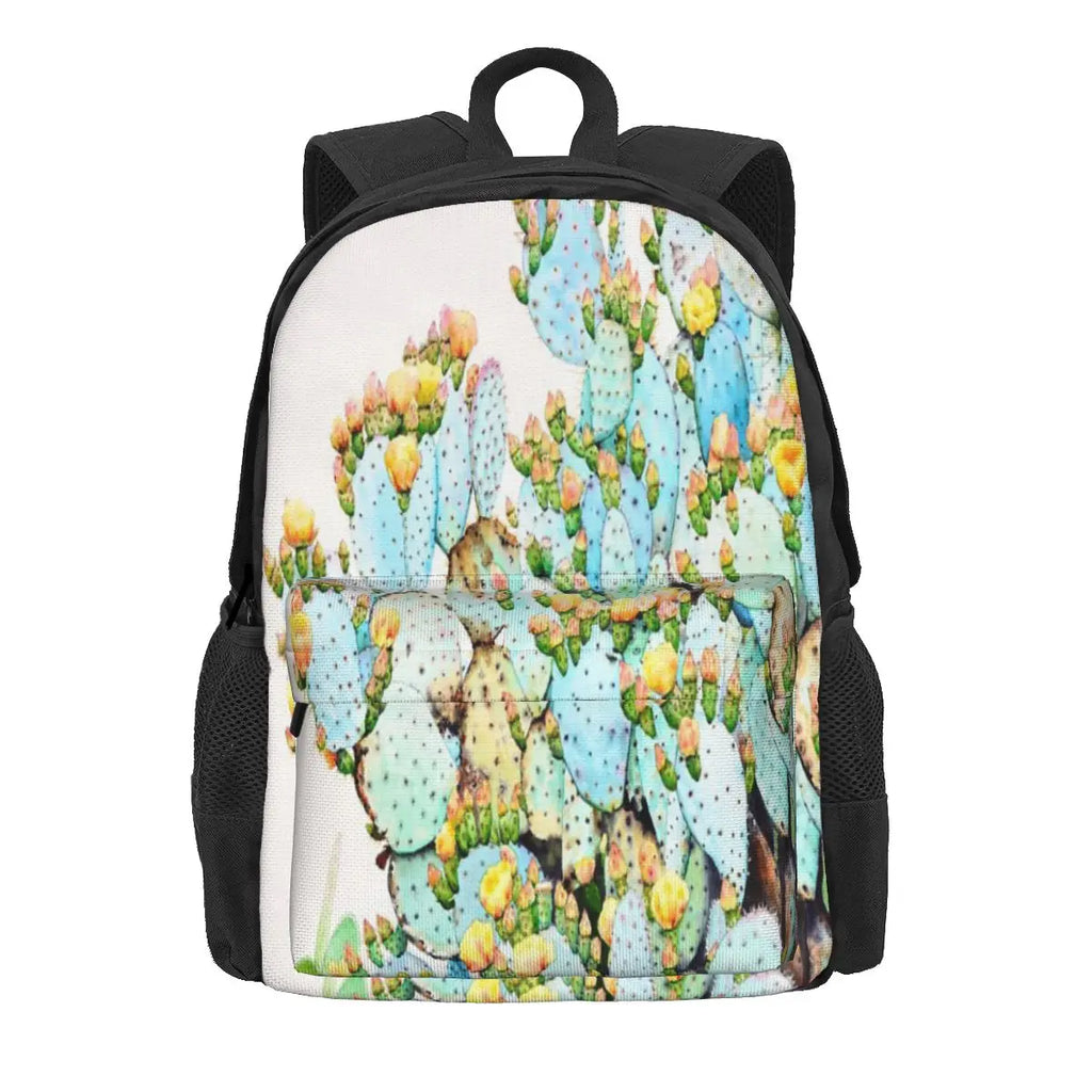 Watercolor Prickly Pear Backpack Retro Zipper Close Backpack