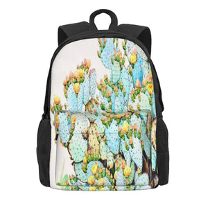 Watercolor Prickly Pear Backpack Retro Zipper Close Backpack