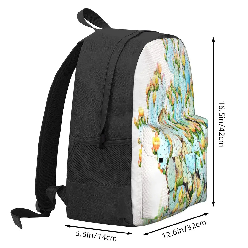 Watercolor Prickly Pear Backpack Retro Zipper Close Backpack