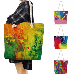 Watercolor Shoulder Strap Handbag Multicolor Totebag for Women
