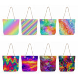 Watercolor Tote Bag Bright Colors Print Handbag