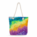 Watercolor Tote Bag Bright Colors Print Handbag