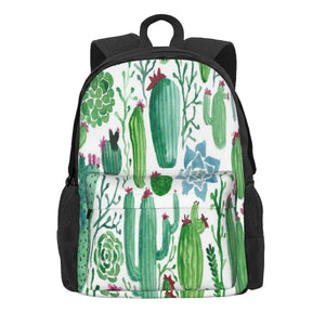 Watercolour Cacti Backpacks Mens Womens Bags Feminina Backpack