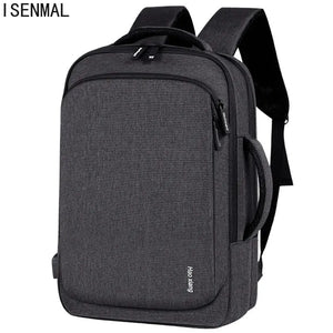 Waterproof Men's Business Backpack with USB Port 15.6 Laptop Rucksack