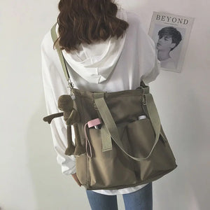 Waterproof Canvas Bag Female Large Capacity Messenger Student Tote Bag