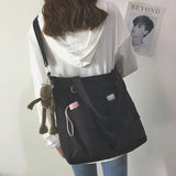 Waterproof Canvas Shoulder Bag Japanese Style School College Student