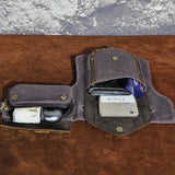Waterproof Canvas+Crazy Horse Leather Small Belt Messenger Bag Fanny Waist Pack