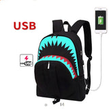 Waterproof Children School Bags Boys Orthopedic USB Luminous Backpack Shark