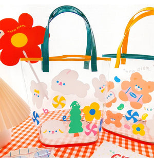 Waterproof Clear Handbag Girls Rabbit Transperant Travel Beach Bag