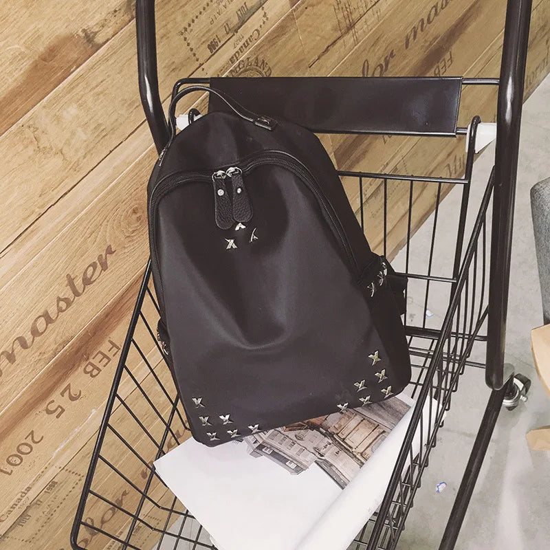 Waterproof Rivet School Backpack Women's Bag Oxford Cloth Gift