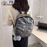 Waterproof Down Cotton School Bags Solid Women Student School Bags Zipper Female