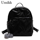 Waterproof Down Cotton School Bags Solid Women Student School Bags Zipper